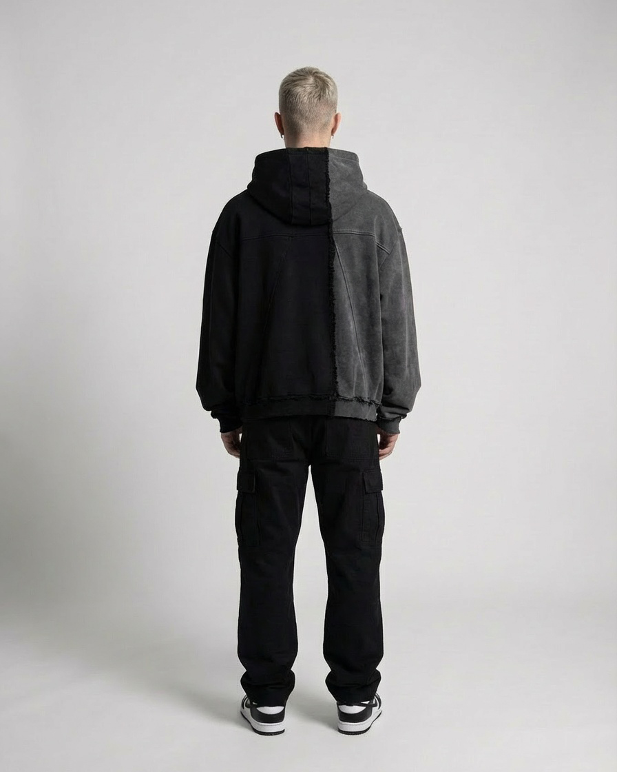 Obsidian Split Hoodie – Black/Grey