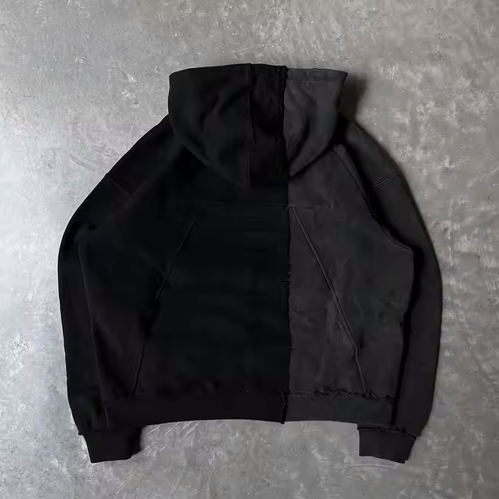 streetwear hoodie, oversized hoodie, distressed hoodie, schwarz grau hoodie, vintage look hoodie