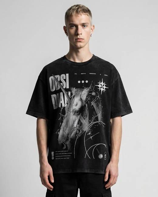 Obsidian Requiem Tee - Washed Black